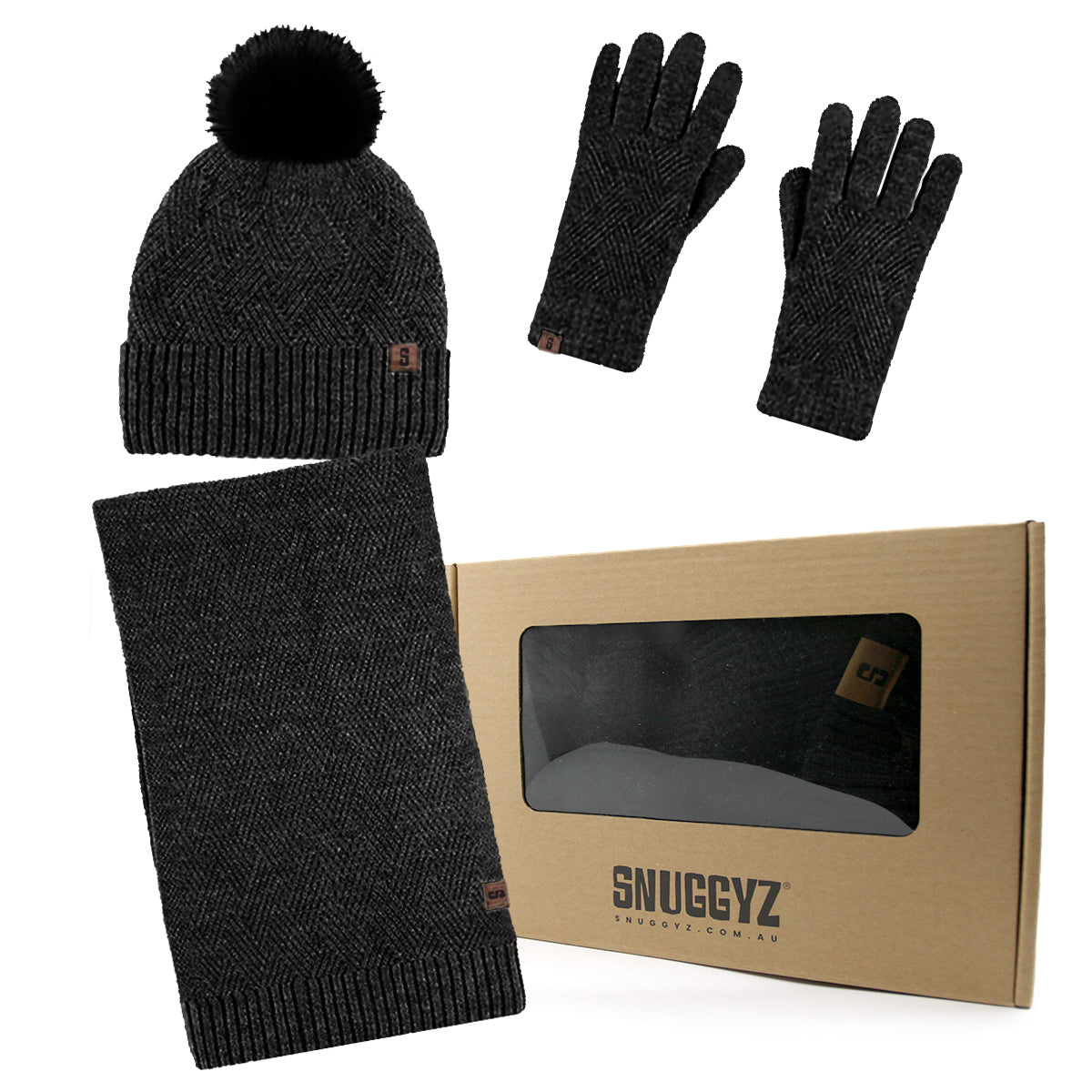 UGG Australia Knit Hat Flip Mitten Gloves Set Black Metallic OS NWT Gift UGG hat, scarf, and gloves UGG Australia New | Mercari main image 3