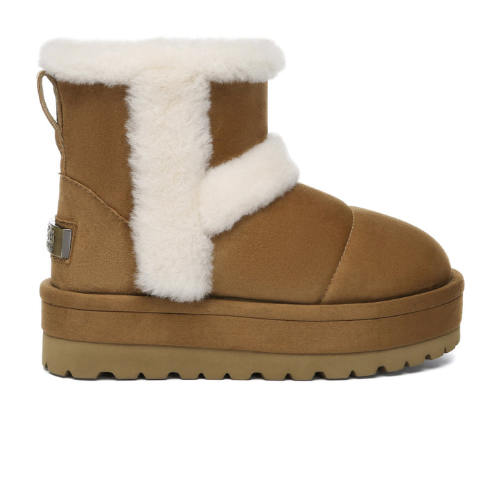 新品UGGムートンブーツ　21cm UGG プレミアム プラットフォーム ムートン ファー ブーツ