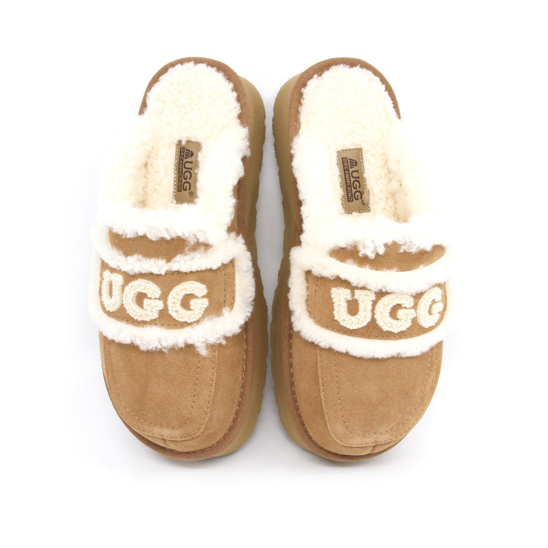 UGG ムートン プラットフォーム スリッパ