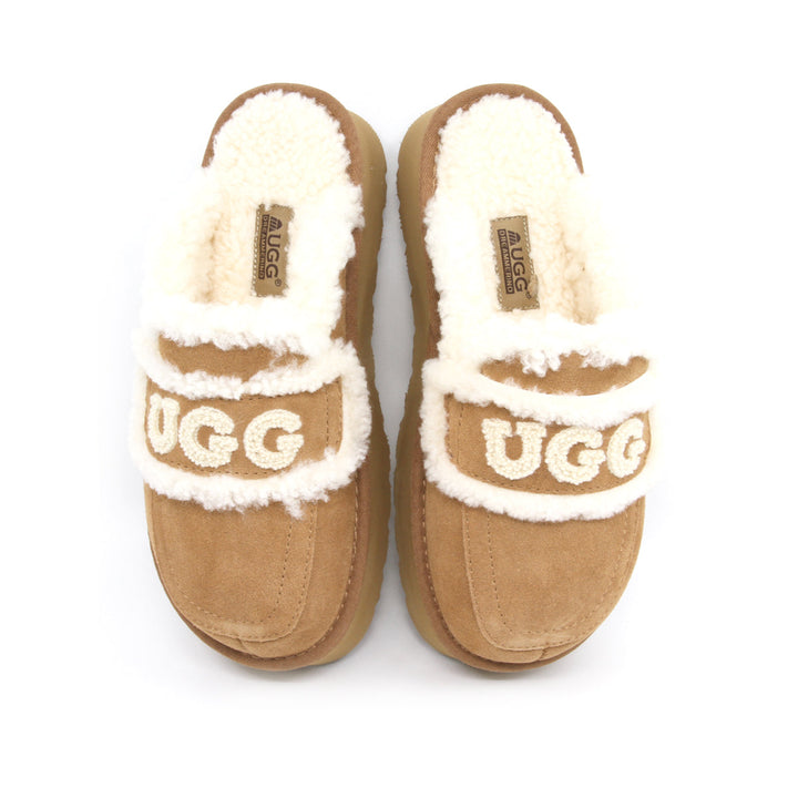 UGG ムートン プラットフォーム スリッパ
