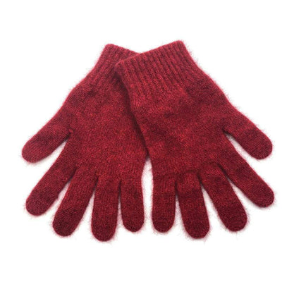 Plain Possum Merino Gloves - Red