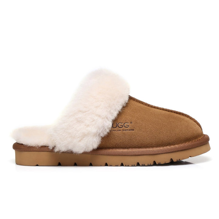 UGG EU 43 US 10 Brown Suede Shearling Lined Scuff Slippers Sheepskin Comfort Men main image 4